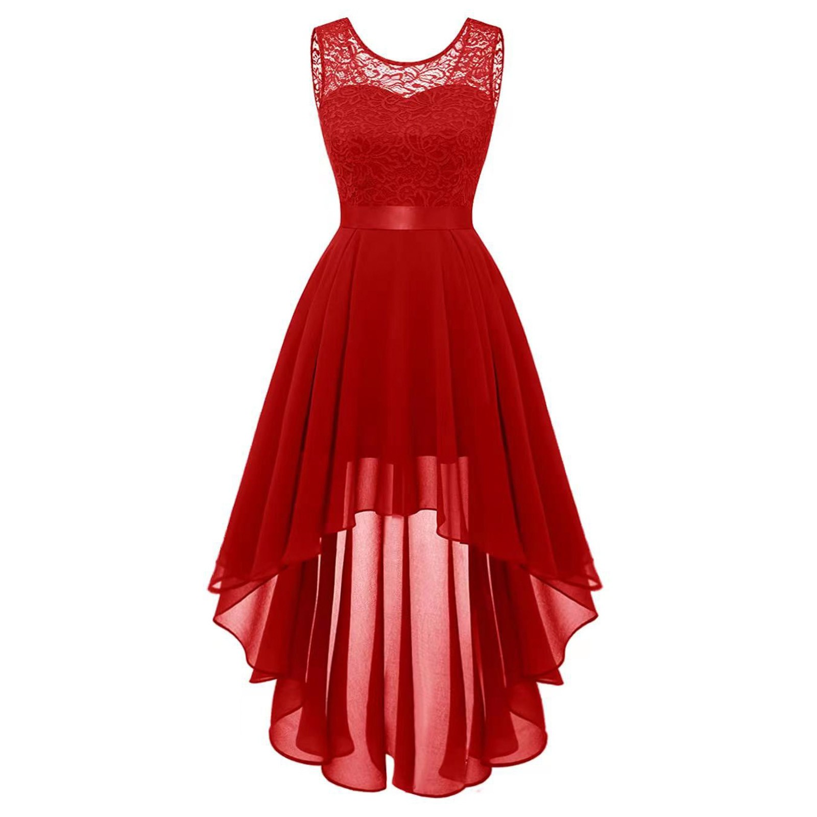 thumbnail image 4 of Vestido de cóctel sin mangas con estampado floral para mujer: elegante vestido de noche de dama de honor con abertura lateral para bodas y fiestas, 4 of 6